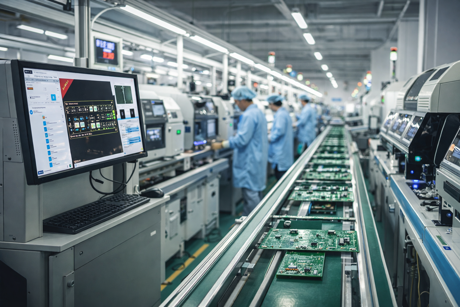 production yield in electronics manufacturing PCB assembly line with AOI inspection