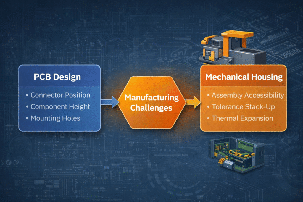 cross process engineering interaction between PCB design injection molding and mechanical assembly