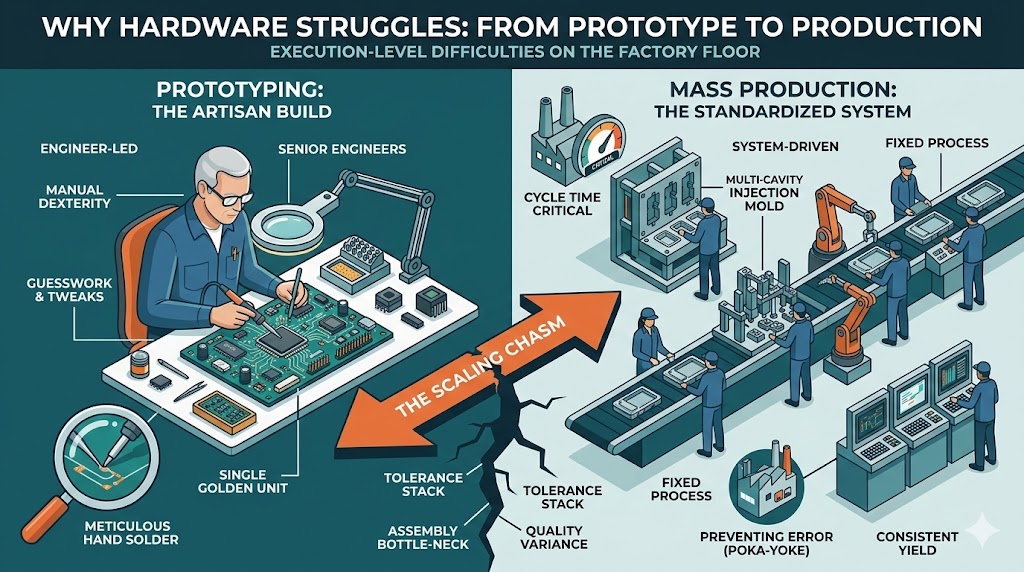 prototype to production hardware manufacturing process