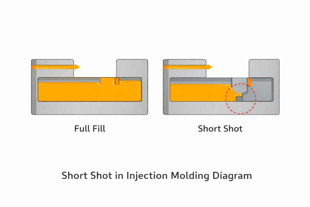 short shot in injection molding diagram