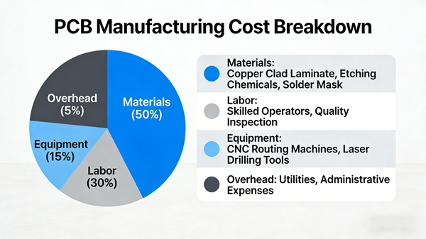 electronics manufacturing cost breakdown showing materials labor equipment and overhead costs