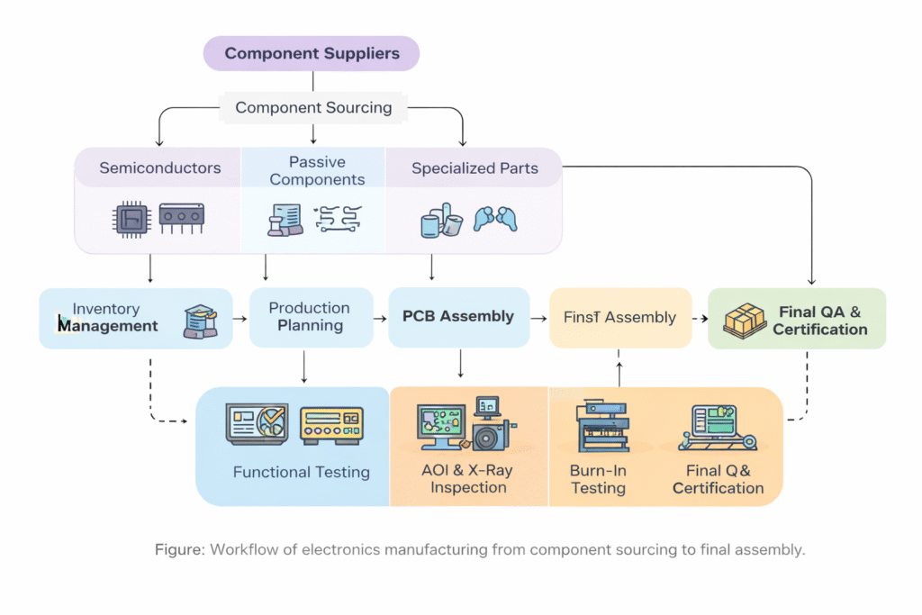electronics manufacturing sourcing workflow from components to final assembly