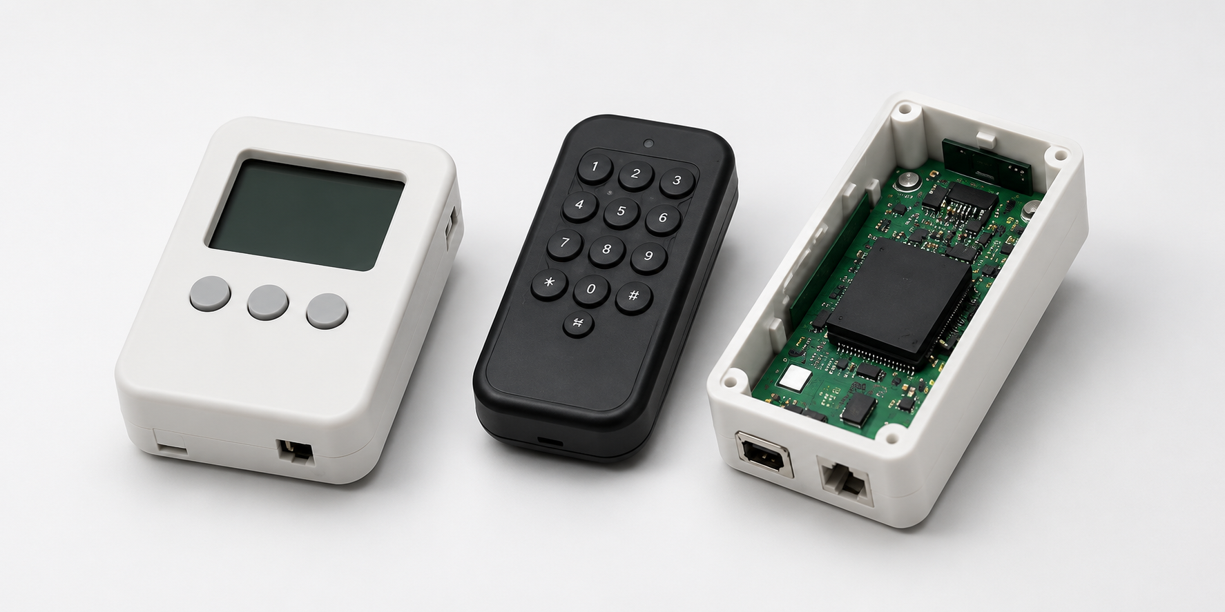 Custom electronic enclosures with plastic housings and internal electronics