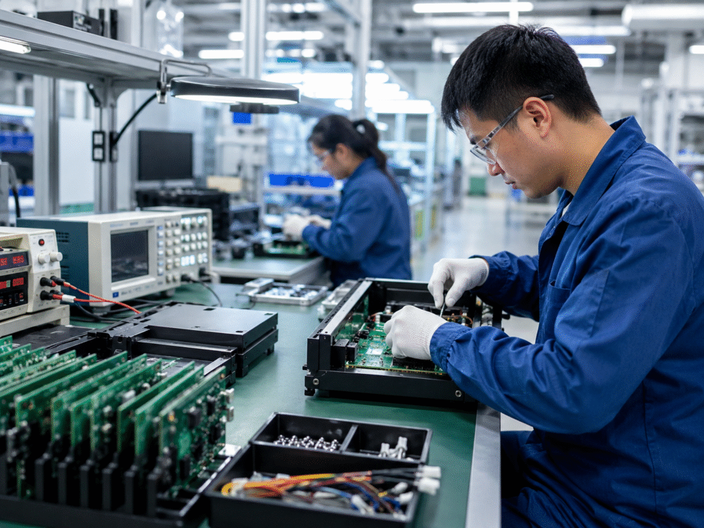 EMS vs OEM Manufacturing in electronics production with PCB assembly, testing, and final product integration