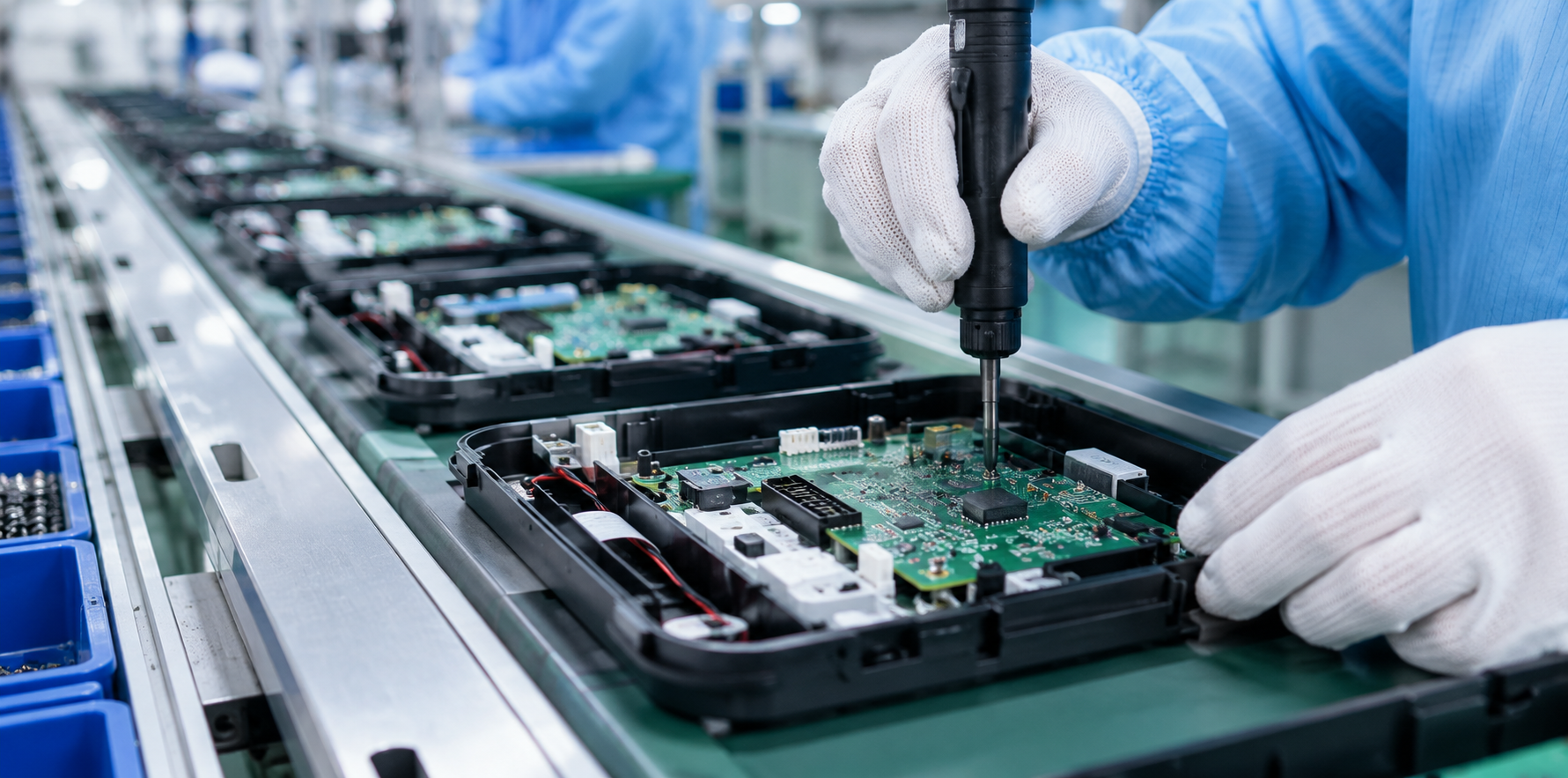 PCBA product integration with plastic enclosure and final assembly