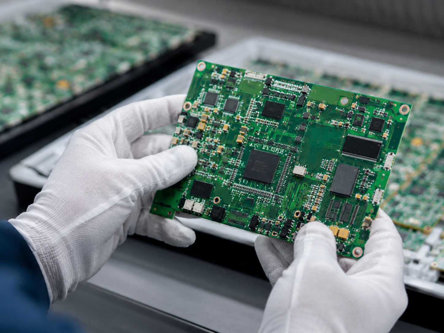 Final check of PCB before electronics packaging and shipping