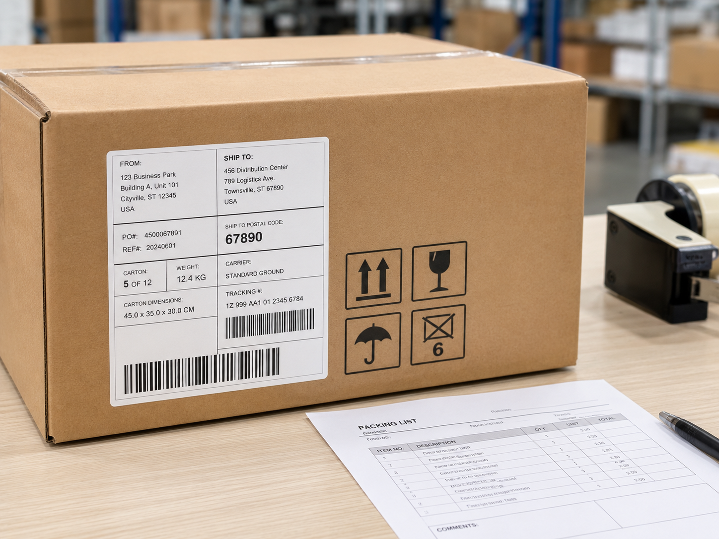 Labeling and documents for electronics packaging and shipping