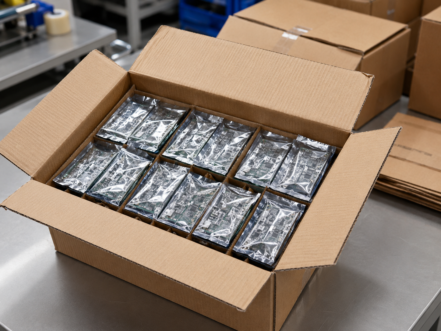 Packing and counting electronic products before packaging and shipping