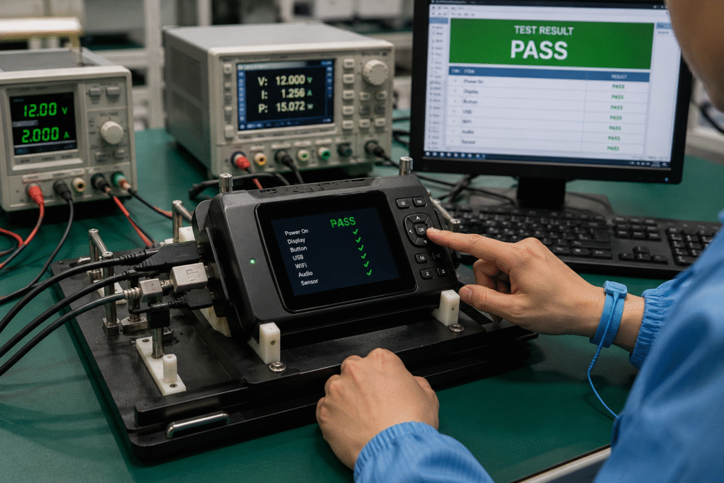 Functional test fixture design for finished electronic product testing