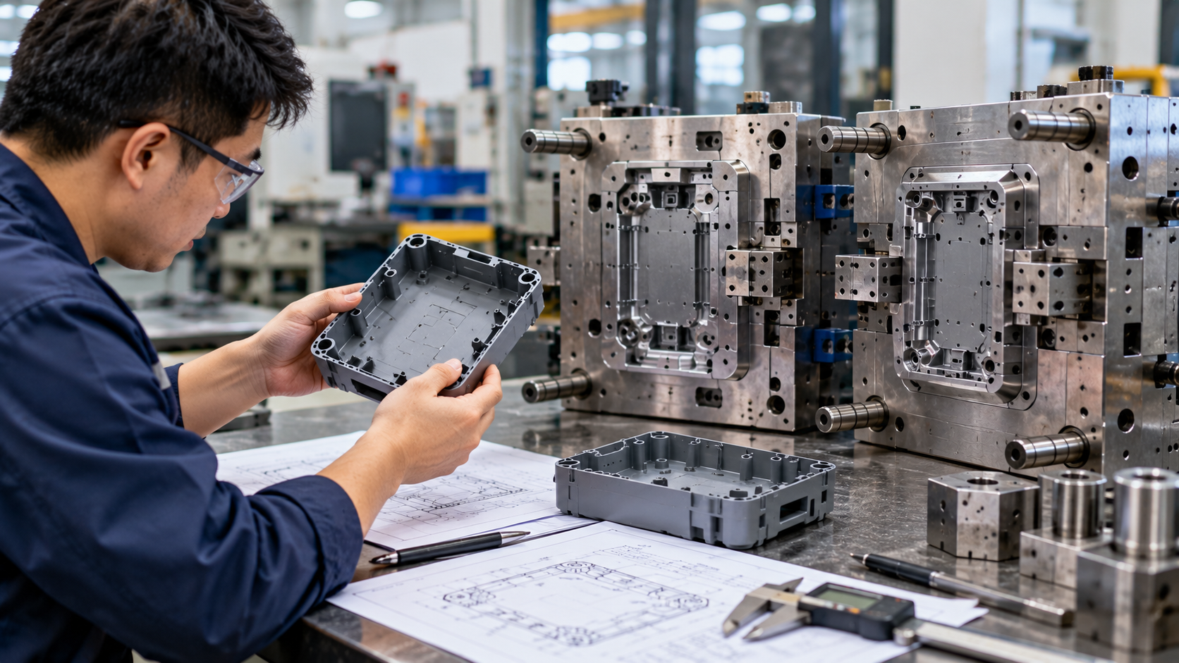 Injection mold cost evaluation with mold tooling and plastic parts