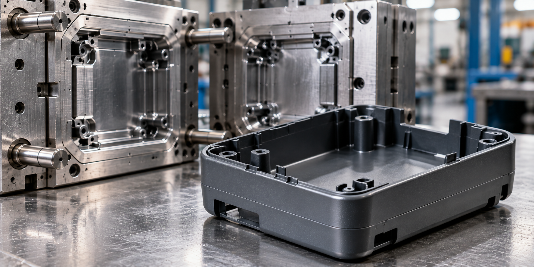 Injection molding parting line on a molded plastic part with injection mold